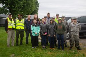 Emergency Management Director Tony Day thanked members of CERT, Boy Scouts and Civil Air Patrol for their participation in the exercise this past week before taking a group photo Saturday, May 21. Danielle Linton-Hatfield/Democrat-News