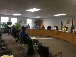During the Slater City Council on Tuesday night, June 7, councilmembers listened to a presentation from AirLink Rural Broadband Wireless Outside Plant Manager Marty Patrick. Danielle Linton-Hatfield/Democrat-News