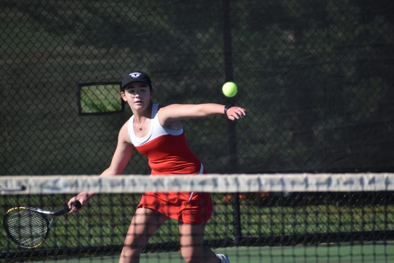 Marshall freshman Kennedy King won her No. 6 singles match in a tie-breaker and teamed up with sophomore Dianna Escarate to win the No. 3 doubles match, helping the Lady Owls defeat visiting Moberly 7-2 in NCMC action Tuesday. The Lady Owls have won their first four matches, including three in the NCMC. Hobby King/Democrat-News