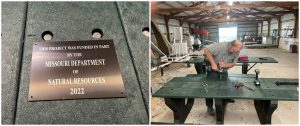 Eight more picnic tables made of recycled tires were added to the Marshall Parks and Recreation’s shelter houses. The project was funded by the Missouri Department of Natural Resources. Contributed images