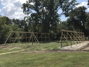 The Marshall Parks and Recreation department is slated to have the newly constructed Seminole Shelterhouse open by Halloween 2022. The original shelter was damaged by the June 2021 flooding. Danielle Linton-Hatfield/Democrat-News