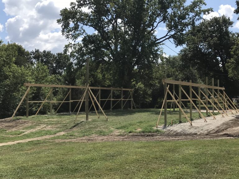 The Marshall Parks and Recreation department is slated to have the newly constructed Seminole Shelterhouse open by Halloween 2022. The original shelter was damaged by the June 2021 flooding. Danielle Linton-Hatfield/Democrat-News