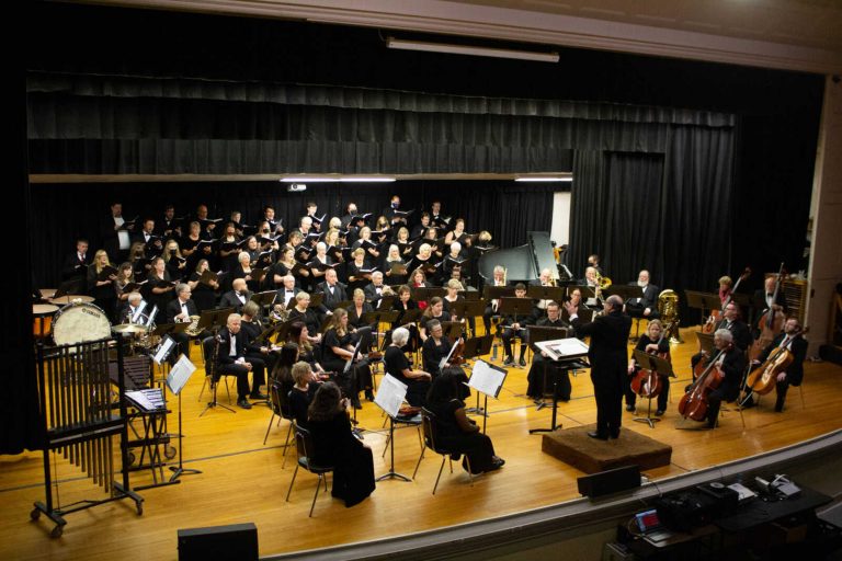The Marshall Philharmonic Orchestra share the stage with the Marshall Community Chorus on Dec. 5, 2021. This was during the orchestra's 59th season. MDN file photo/Danielle Linton-Hatfield