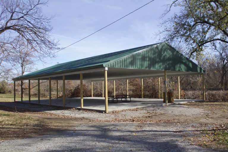 Pictured above is the newly rebuilt Seminole Shelterhouse as of Monday, Nov. 7. The original structure was demolished on June 2. The former Seminole Shelterhouse had been rebuilt after experiencing flooding damage in June 2021. Danielle Linton-Hatfield/Democrat-News
