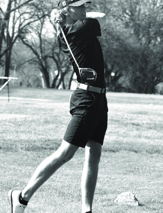 Marshall junior Aiden Coffman watches his tee shot. Coffman fired a 42 and was runner-up medalist at the Marshall Quad Wednesday at Indian Foothills Golf Course. Coffman also led the Owls with an 80 at the 18hole Smith-Cotton Invitational Monday. (Hobby King/Democrat-News)