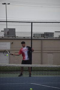 MHS sophomore Lee Morales teamed with junior Joseph Leavitt to win their doubles match at Moberly Tuesday. Morales also was fourth at the NCMC Tournament at No. 6 singles. (Hobby King/Democrat-News)