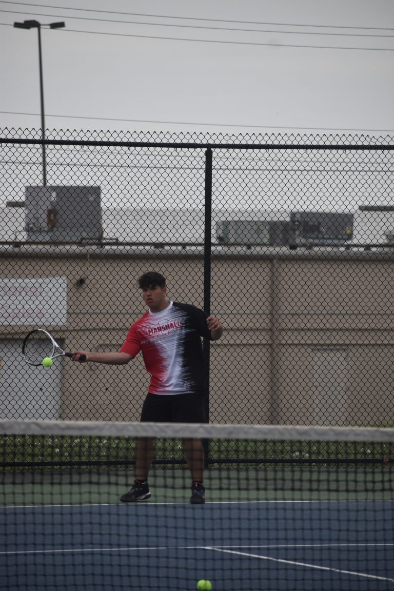 MHS sophomore Lee Morales teamed with junior Joseph Leavitt to win their doubles match at Moberly Tuesday. Morales also was fourth at the NCMC Tournament at No. 6 singles. (Hobby King/Democrat-News)