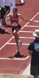 Lady Owl Shelley Thompson capped off a superb sophomore season with a seventh-place medal at the Class 4 State Track Meet at Jefferson City High School Friday. Thompson became the first Lady Owl to medal at the state meet in 10 years. (Hobby King/Democrat-News)