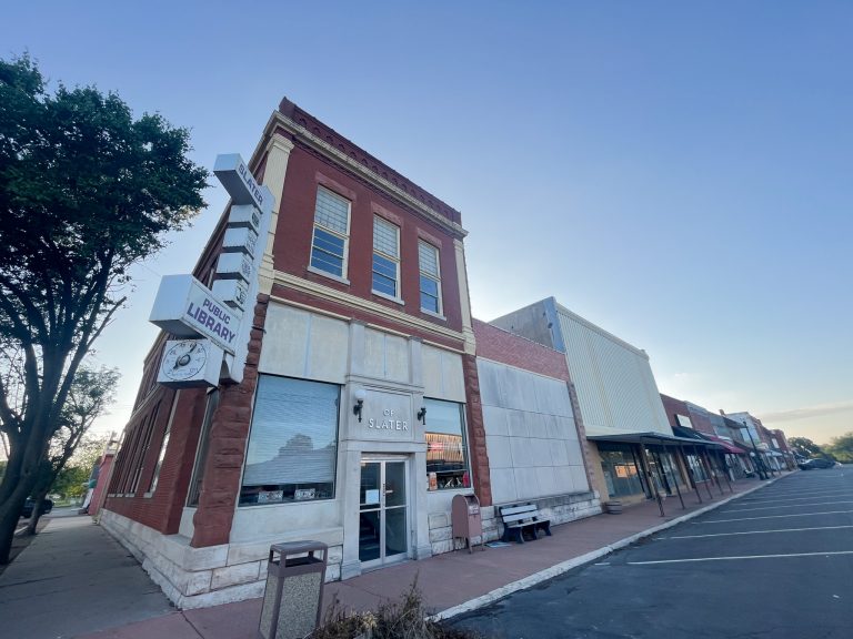 During the Slater City Council meeting on May 16, Assistant City Administrator Gene Griffith talked about roof projects on Main Street. Slater City Library’s building structure was included in the list. Danielle Linton-Hatfield/Democrat-News