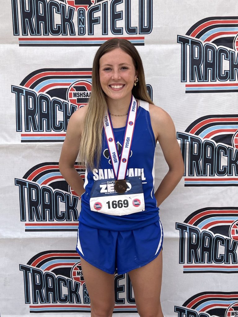 Saint Paul Lutheran High School in Concordia junior Lauren Kennon was a medalist at the Class 2 state track and field meet in Jefferson City on May 20. Kennon finished fourth in the 300-meter hurdles in 47.38 seconds, just more than two seconds off the pace of the winner. Kennon scored the only points for the Lady Saints, who finished in a four-way tie for 41st with five points. (Contributed image)