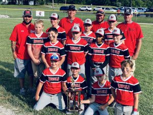 The Rebels 11U baseball team finished second in the Sedalia Summer Slam Tournament June 10 and 11. Pictured (from left) front, Ben Fann, Reid McKinney, Brady Verts, and Ayden Parker; second, Kaden Boland, Brady Brayman, Zane Horton, Grayson Thompson, and Tytus Lark; third, Cort Howery, Logan Meyer, and Brock Riley; back, coaches Koeln McKinney, Josh Riley, Seth Thompson, and Eric Fann. (Contributed image)