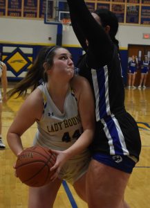Sweet Springs/Malta Bend senior Ryan Johnson (44) will play in the Lions District 26-M5 Senior Girls’ All-Star basketball game Saturday. Johnson, of Malta Bend, had 16 double-doubles this season, en route to averaging 14.2 points and 10.8 rebounds per game for Brent Niemeyer’s Lady Greyhounds. Johnson also finished her career with more than 1,000 points and 950 rebounds, the latter bing a school record. She wound up fifth on the school’s all-time scoring chart. Johnson will be competing on the girls’ North team, which also includes Marissa Heins and Jaesi Hentges of the I-70 Conference’s Saint Paul Lady Saints. Also from the I-70 Conference, Karley Swope of Crest Ridge is playing for the South squad. Santa Fe’s Emmett Finkeldei will compete for the boys’ North squad, which also includes Elijah Owens of the I-70’s Wellington Tigers and Zander Stevinson of Orrick. In the 2022-23 season, Finkeldei averaged 8.2 points, 4.4 rebounds, 2.3 assists and 2.4 steals per game for Andrew Smith’s Chiefs. The girls’ game tips at 6 p.m. and the boys’ game at 8 p.m. at Lafayette County High School in Higginsville. (File Photo — Hobby King/Democrat-News)