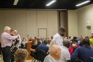 Saline County residents, along with Missouri Congressman Emmanuel Cleaver II, attend the Truman Day event in Marshall on Tuesday, June 27. Danielle Linton-Hatfield/Democrat-News