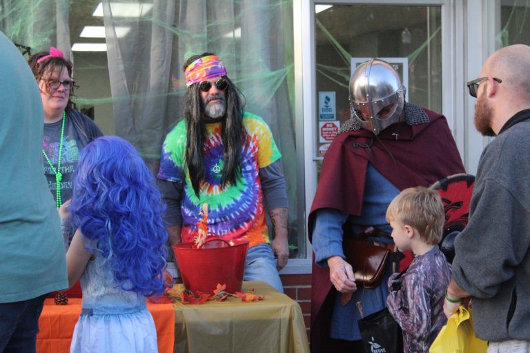 Several businesses participated in the Marshall Chamber of Commerce’s annual Trick-or-Treat on the Marshall square last year on Thursday night, Oct. 20, 2022. Danielle Linton-Hatfield/Democrat-News
