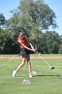 Lady Owl sophomore Breanna Mach finished tied for ninth at the Marshall Invitational Tuesday, Sept. 12. Mach shot a 93 on the Par-72 Indian Foothills Golf Course in Marshall. (File Photo — Hobby King/Democrat-News)