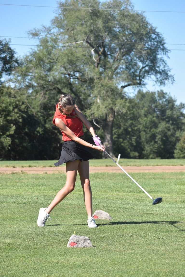 Lady Owl sophomore Breanna Mach finished tied for ninth at the Marshall Invitational Tuesday, Sept. 12. Mach shot a 93 on the Par-72 Indian Foothills Golf Course in Marshall. (File Photo — Hobby King/Democrat-News)