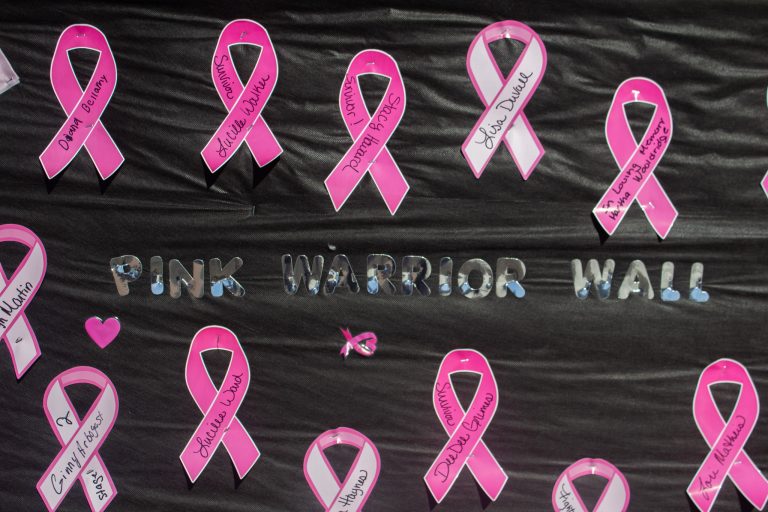 This year the Slater Fall Festival dedicated a theme to Breast Cancer Awareness Month in October and had a “Pink Warrior Wall.” Danielle Linton-Hatfield/Democrat-News