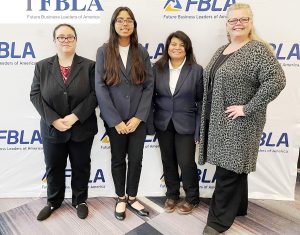 Pictured from left to right: SCCC FBLA members Cheyann Norman, Dianna Escarate, Ashley Turcios, and Adviser Tracy Crumbaugh. Contributed image