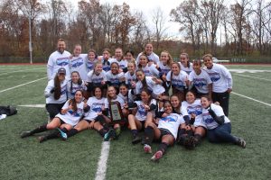 The Missouri Valley College Lady Viking soccer team celebrates its Heart of America Athletic Conference postseason tournament championship. (Contributed image)