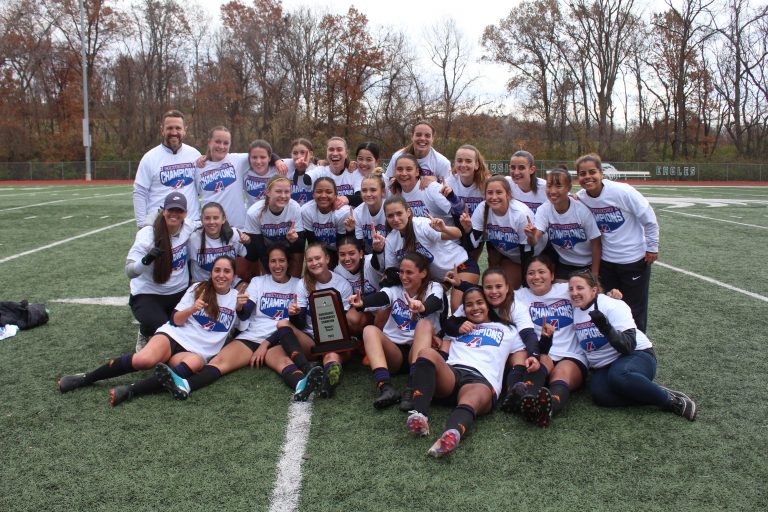 The Missouri Valley College Lady Viking soccer team celebrates its Heart of America Athletic Conference postseason tournament championship. (Contributed image)