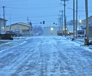 English Avenue, in Marshall, is covered in ice in December 2022. (Sarah Gray/MDN file photo)