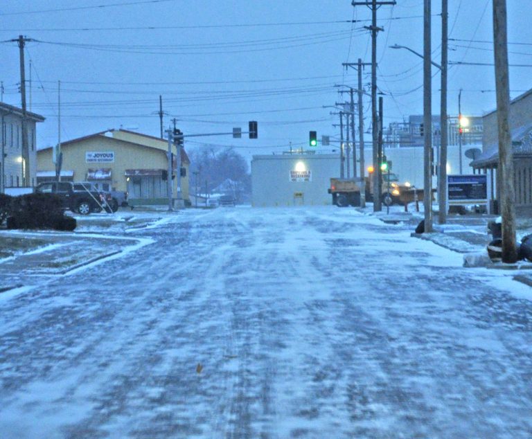 English Avenue, in Marshall, is covered in ice in December 2022. (Sarah Gray/MDN file photo)