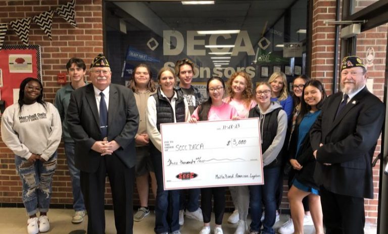 Pictured in front row left to right: Post Adjutant Steve Olson; Gentrie Davis; Michelle Lin; Eternity Lawson; Kaylen Alvarez; and Eugene Millard. Back row left to right: KiAsiah Harris; Ethan Russell; Trevor Watkins; Jackson Russell; Holly Huston; Bailey Kueker; and Avery Evans. Contributed image
