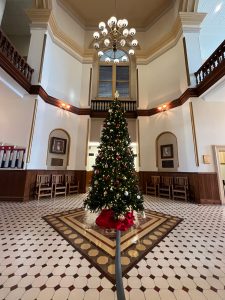 A tall Christmas tree stands proudly in the Saline County Courthouse for the holiday season. Merry Christmas, Happy Holidays and New Year to community members and readers. Danielle Linton-Hatfield/Democrat-News