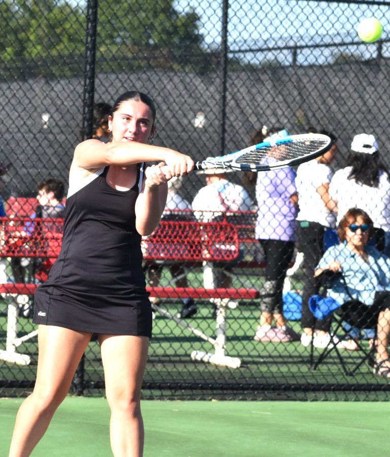 Lady Owl sophomore Kellin Fann won the No. 4 singles crown at the NCMC Tournament at Kirksville last Tuesday. Her singles win helped Marshall finish third in the team standings. (Hobby King/Democrat-News)