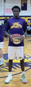 Slater’s Brandon Terrill reached another milestone. During play in the Glasgow Tournament, the senior scored the 1,500th point in his honor-filled career. He was honored for the feat during the home doubleheader versus Tina-Avalon on Dec. 9. (Contributed image)