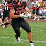 Owl sophomore Jace Sandoval rushed for a team-high 73 yards and a TD in the 25-19 win over Chillicothe. (Hobby King/Democrat-News)